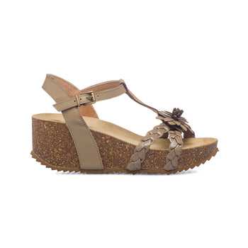 Sandali taupe in pelle da donna con zeppa 6 cm Lumberjack Octavia, Donna, SKU w043000528, Immagine 0